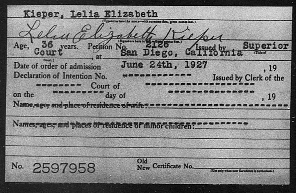 Kieper, Lelia Elizabeth - 1927