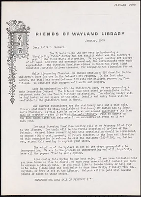 Wayland Library scrapbooks, volume 3, 1980-1982