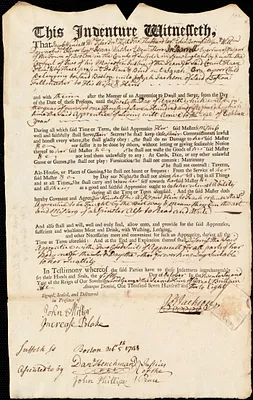 Sarah Orn indentured to apprentice with Joseph Jackson of Boston, 5 October 1748