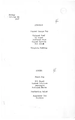 White House Luncheon and Dinner Menu