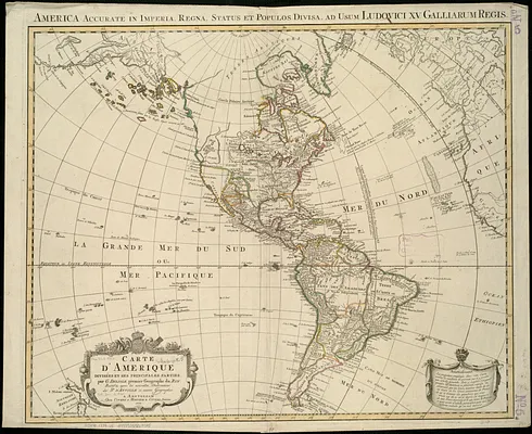 Carte d'Amerique divisées en ses principales parties