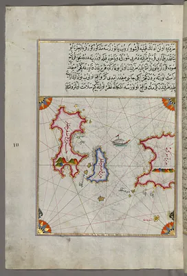 Map of the Islands of Delos and Rineia West of Mykonos Island in the Aegean Sea