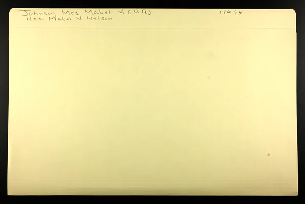 Johnson, Mrs. Mabel V. (U.A.) nee Mabel V. Nelson
