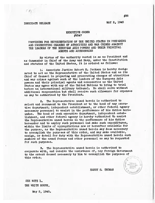 White House Press Release, Executive Order 9547