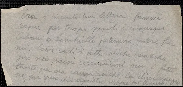 Autograph note, in Italian, [Boston, Mass.?, 1920-1927]
