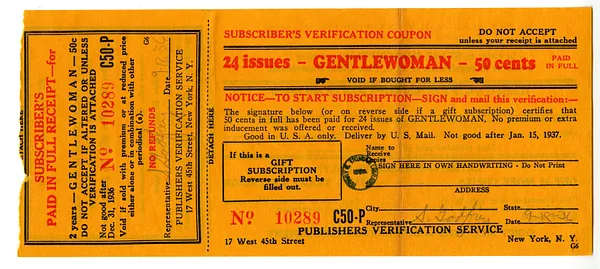 Subscriber Coupon for Gentlewoman Magazine