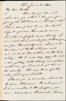 Letter from Charles Dexter Cleveland, Phil., to Amos Augustus Phelps, June 30. 1846