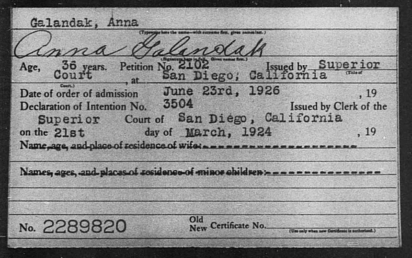 Galandak, Anna - 1926