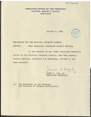 Memorandum from James S. Lay, Jr. to the National Security Council