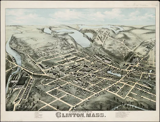 Bird's eye view of Clinton, Mass