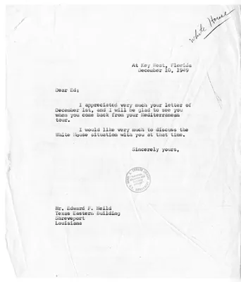 Correspondence Between Edward Neild and President Harry S. Truman