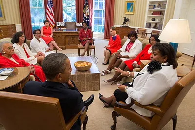 President Barack Obama with Delta Sigma Theta Sorority Members in the Oval Office