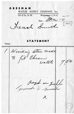Bill from Greenan Watch Supply Company