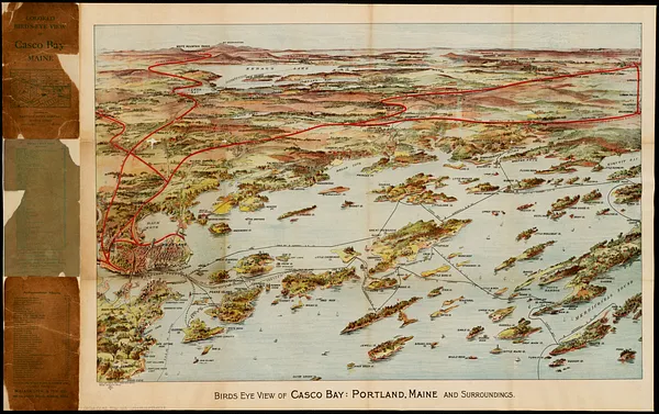 Birds eye view of Casco Bay, Portland, Maine, and surroundings