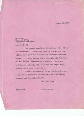 Letters Sent to Mr. Smith [Edwin Smith], August 31, 1927
