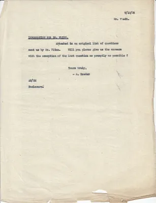 Memorandum to Dr. Flinn [Dr. Frederick B. Flinn], September 15, 1925