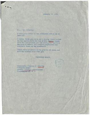 Letter from President Harry S. Truman to Thomas E. Murray