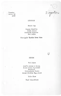White House Luncheon and Dinner Menu