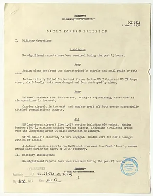 Memorandum, Daily Korean Bulletin