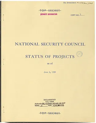 Report, National Security Council Status of Projects