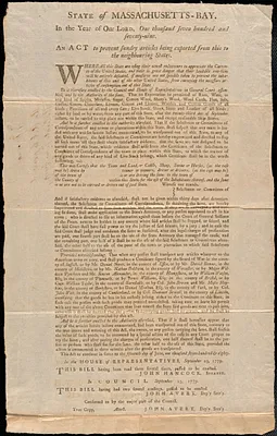Act to Prevent the Export of Certain Articles from the State, 1779