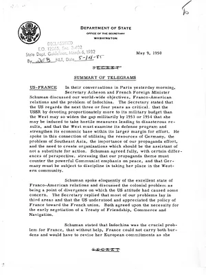 Memorandum, State Department Summary of Telegrams