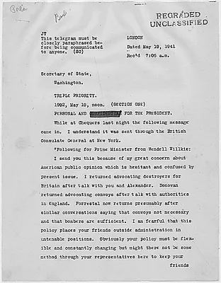 Winston Churchill to Franklin D. Roosevelt