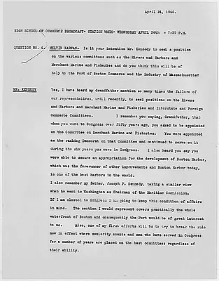 High School of Commerce Broadcast Station WMEX April 24, 1946
