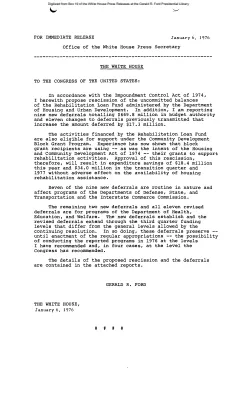 Letter from the President to Congress