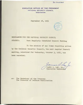Memorandum from James S. Lay, Jr. to the National Security Council