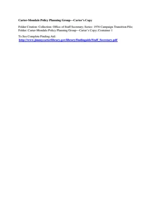 Carter/Mondale Policy Planning Group - Carter's Copy