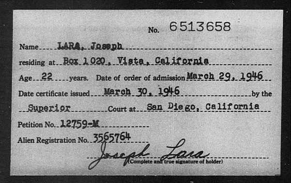 Lara, Joseph - 1946