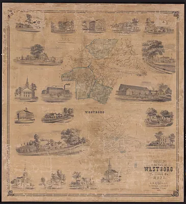 Map of the town of Westboro, Worcester Co., Mass. From an actual survey by G.M. Hopkins, C.E.