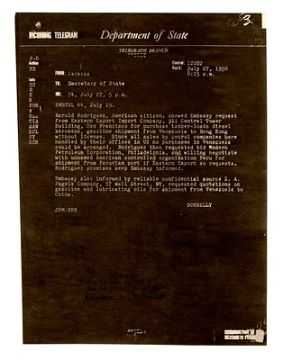 Telegram from Ambassador Walter Donnelly to Secretary of State Dean Acheson