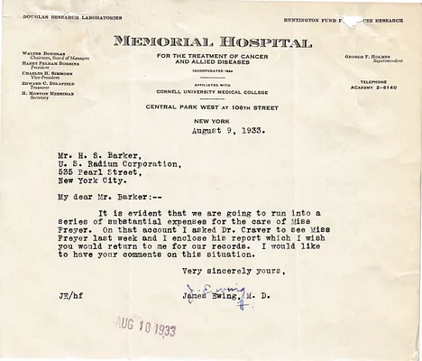 Letters Received to H.S. Barker [H.H. Barker], August 9, 1933