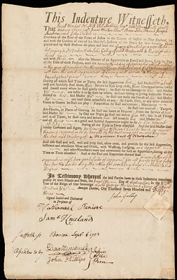 George Smallidge indentured to apprentice with John Galley of Boston, 12 September 1753