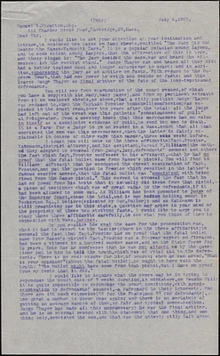 Clarence Smith typed letter (copy) to Samuel W. Stratton, July 5, 1927