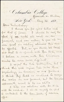 Cattell, James McKeen, 1860-1944 autograph letter signed to Hugo Münsterberg, Garrison-on-Hudson, 23 August 189-?