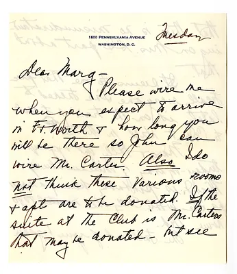 Letter from Bess W. Truman to Margaret Truman