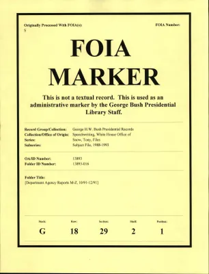 [Department Agency Reports M-Z, 10/91-12/91]