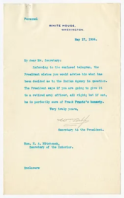 Letter from William Loeb to E. A. Hitchcock