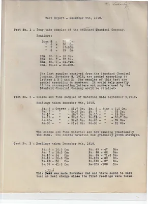 Lab Results, December 9, 1918