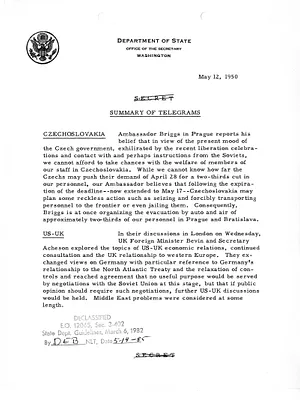 Memorandum, State Department Summary of Telegrams