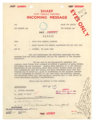 Cable from General George Marshall to General Dwight D. Eisenhower