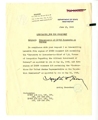 Memorandum from Joseph Grew to President Harry S. Truman