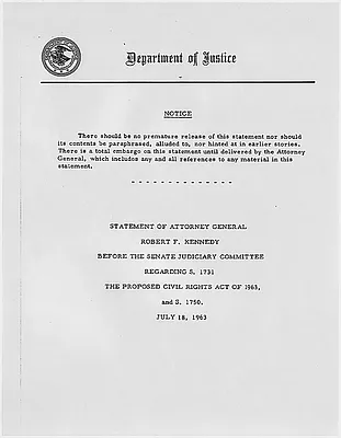 Robert F. Kennedy's Testimony on Civil Rights Act of 1963 July 18, 1963