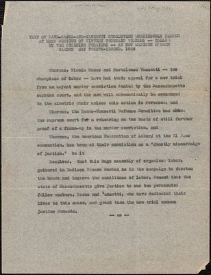 American Federation of Labor typed resolution, New York, N. Y., May 22, 1926