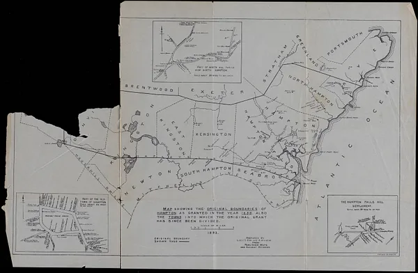 Map Showing the Original Boundries of Hampton as granted in the year 1638 also the towns into which the original grant has since been divided