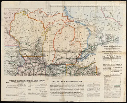 Lloyd's telegraph, railroad & express map of the whole United States & Canadas, from official information