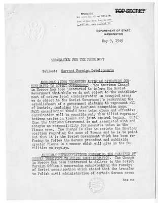 Memorandum from Acting Secretary of State Joseph Grew to President Harry S. Truman